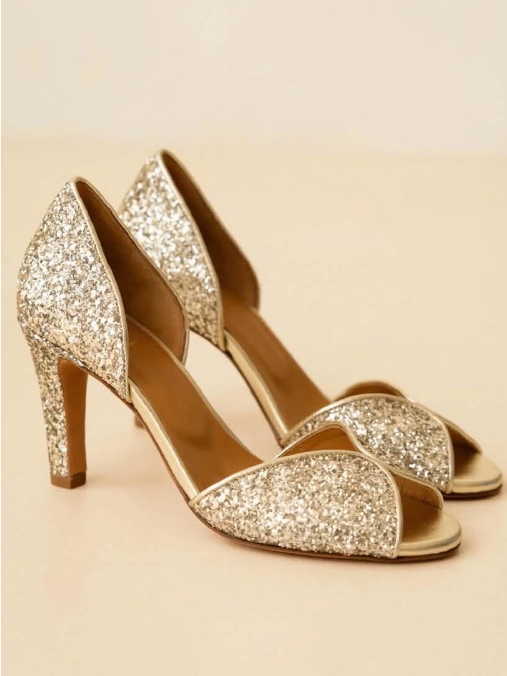Glitter D'Orsay Heels in Gold - Women's Evening Pumps